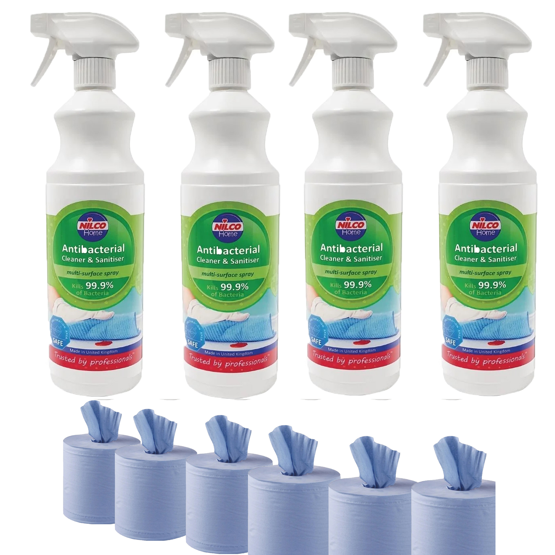 Nilco  4 x 1Lts pack spray Sanitiser & 6x paper roll COVID